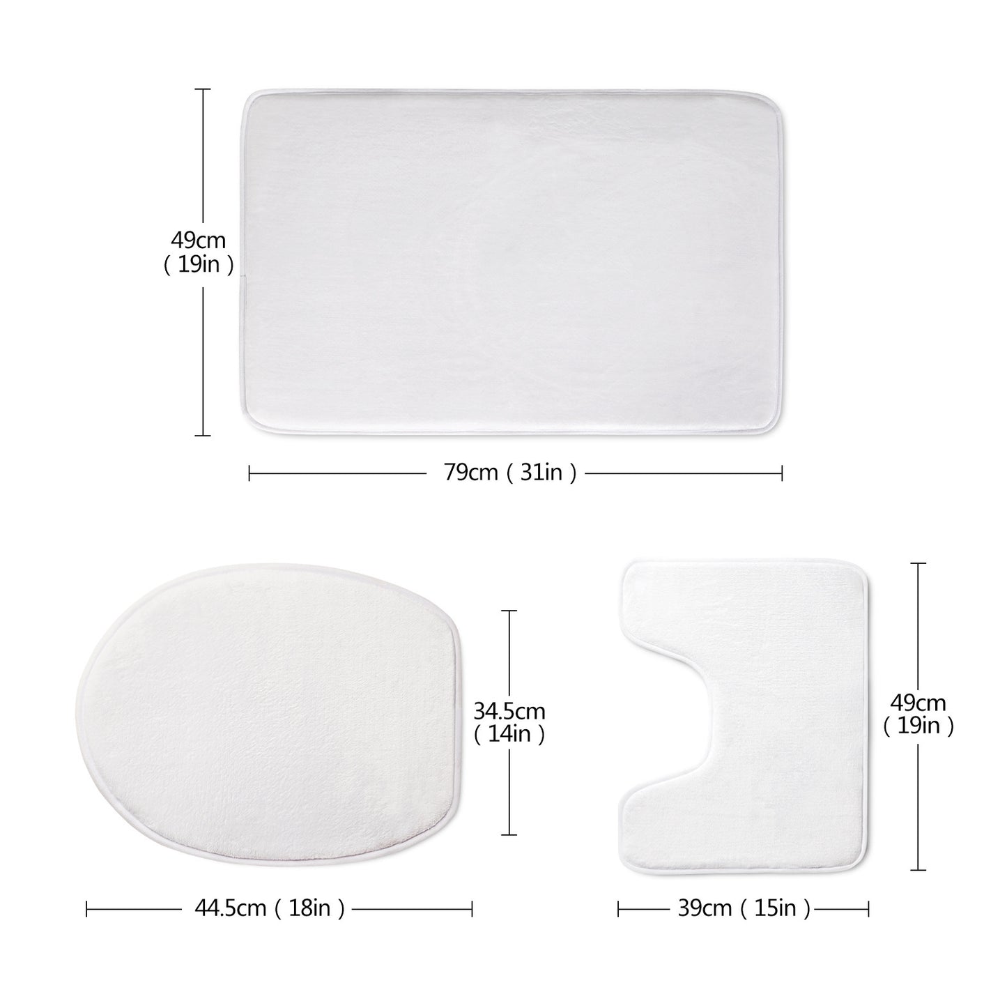 3D Style Custom Three-piece Set Toilet Seat Cove Bathroom Floor Mat