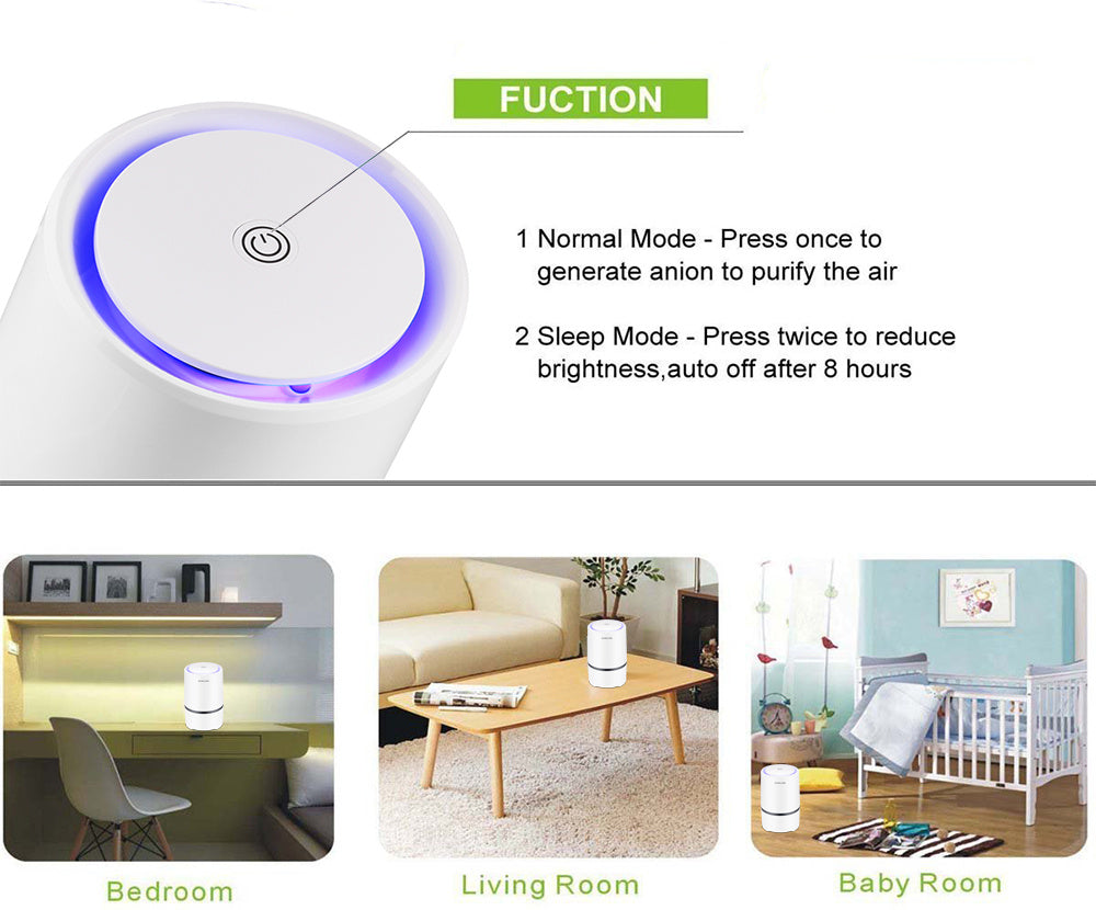 USB Air Purifier Air Cleaner for Home Low Noise