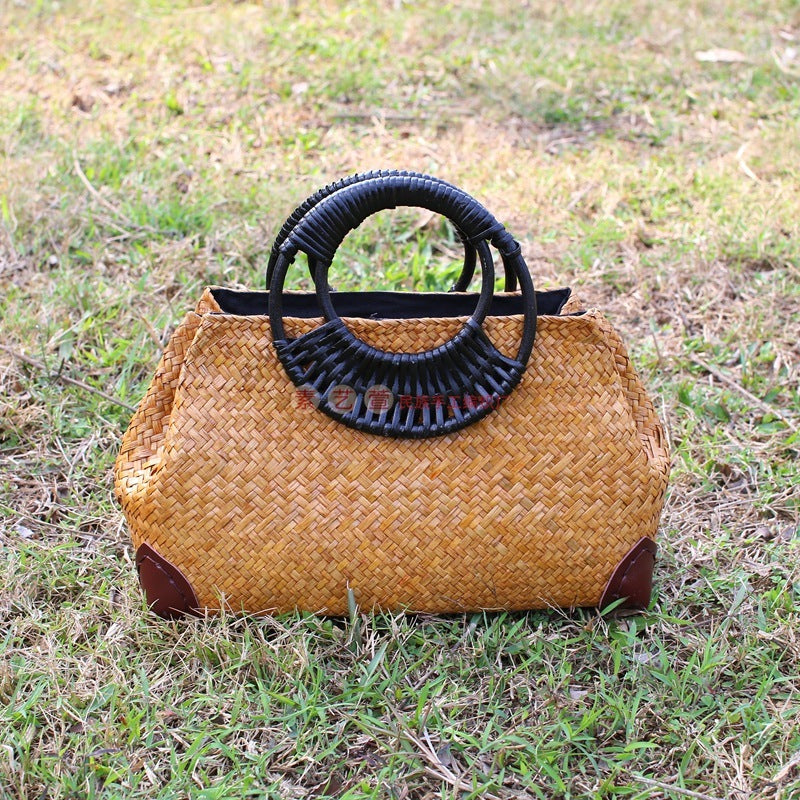 Retro Travel Beach Bag Hand-Woven Bag Female Bag