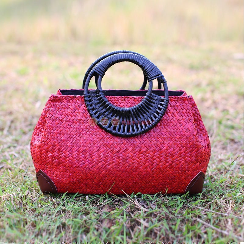 Retro Travel Beach Bag Hand-Woven Bag Female Bag