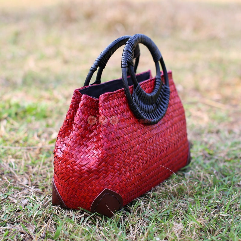 Retro Travel Beach Bag Hand-Woven Bag Female Bag