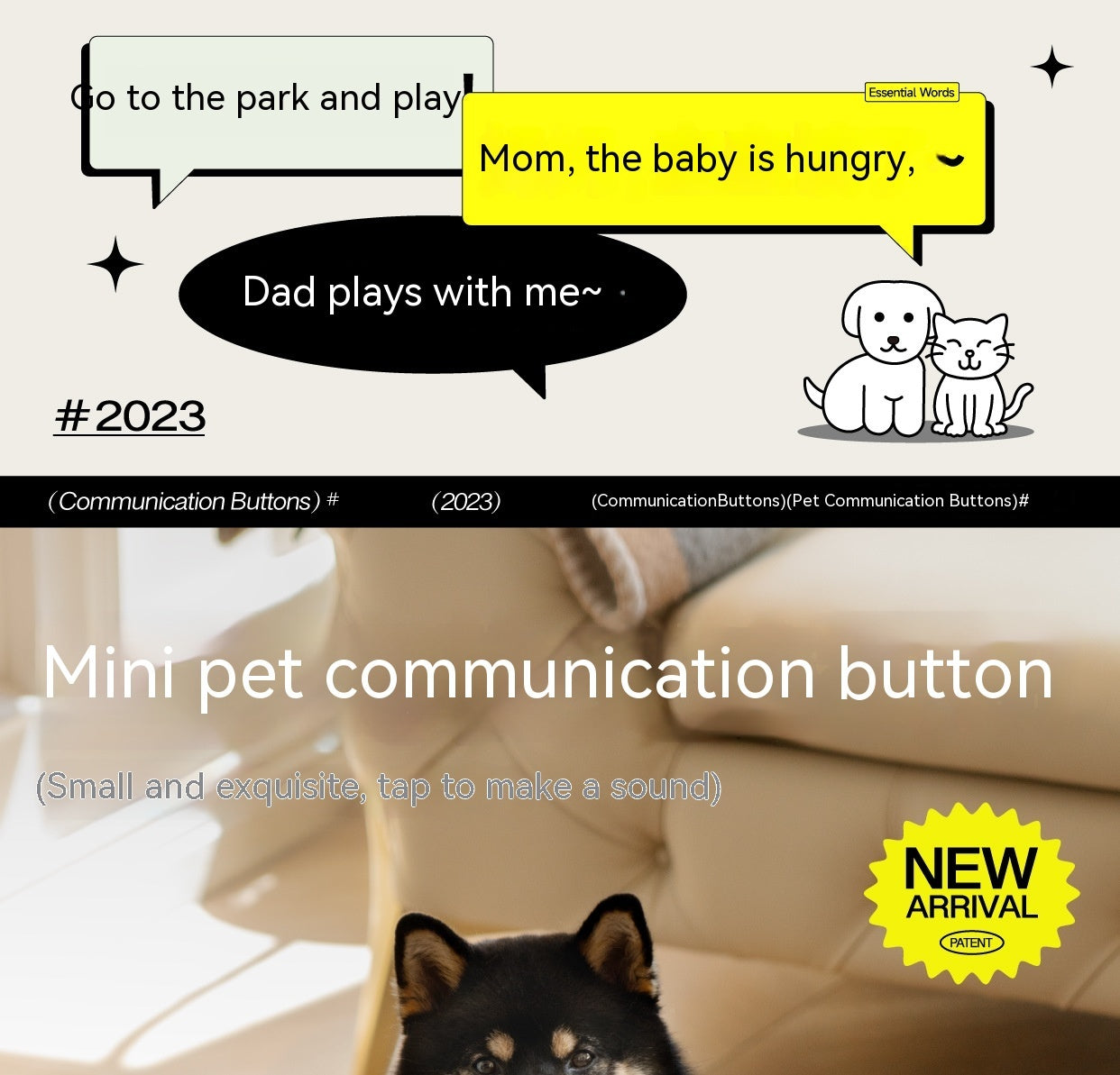 Pet Small Size Ac Cat Voice Stitching Miniature Recording Dog Training Talking Button