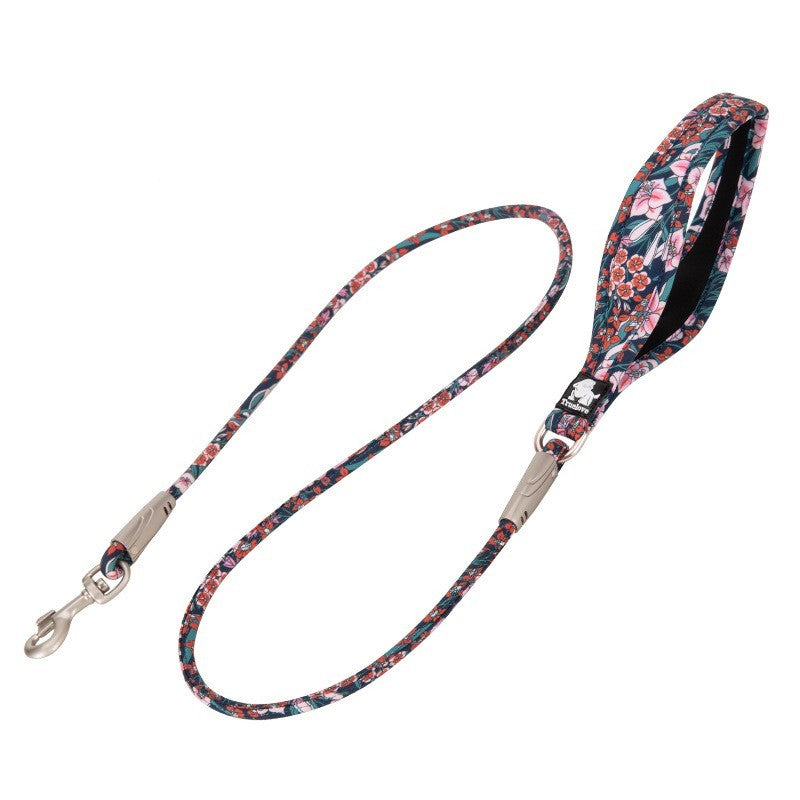 Outdoor Pet Dog Floral Round Hand Holding Rope