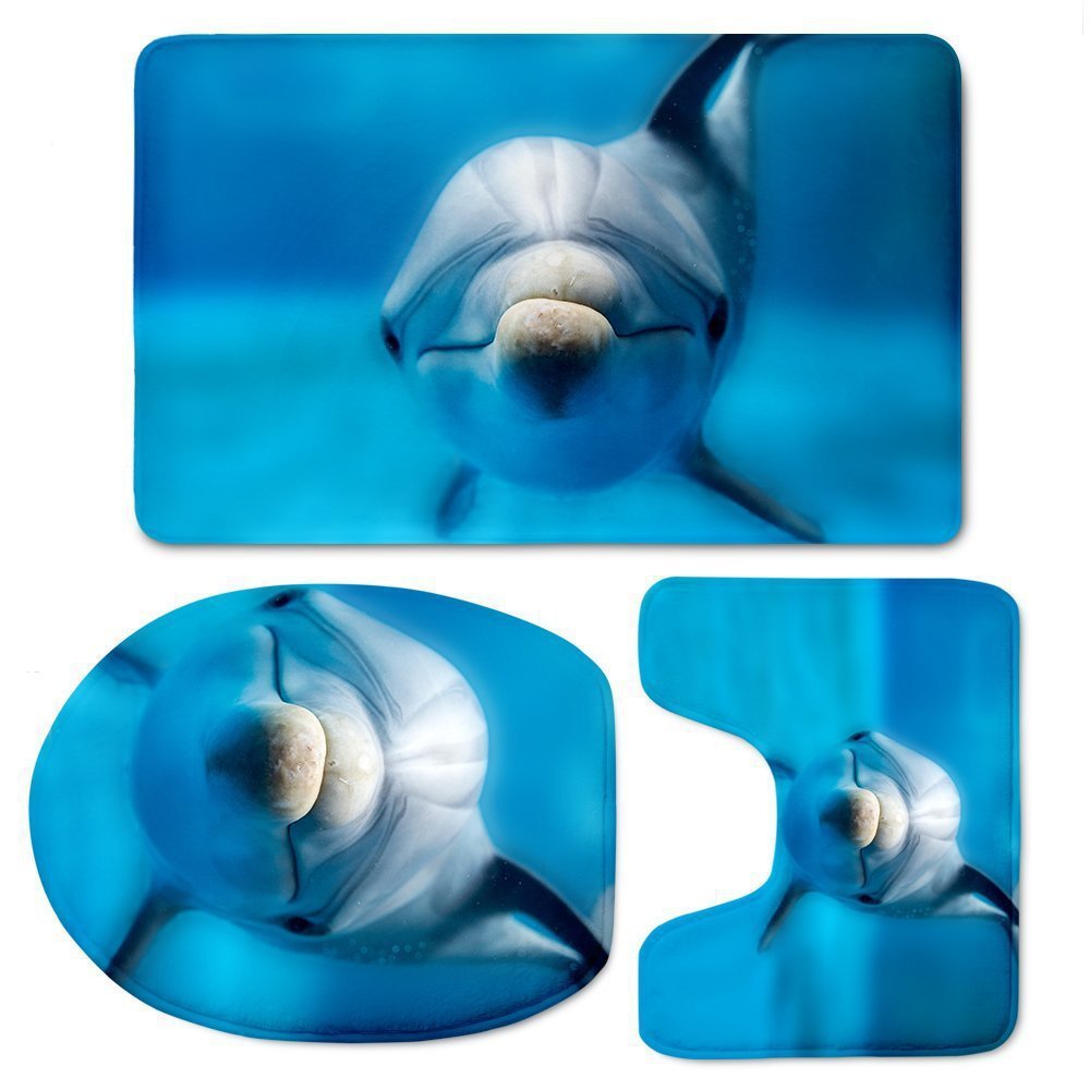 3D Style Custom Three-piece Set Toilet Seat Cove Bathroom Floor Mat