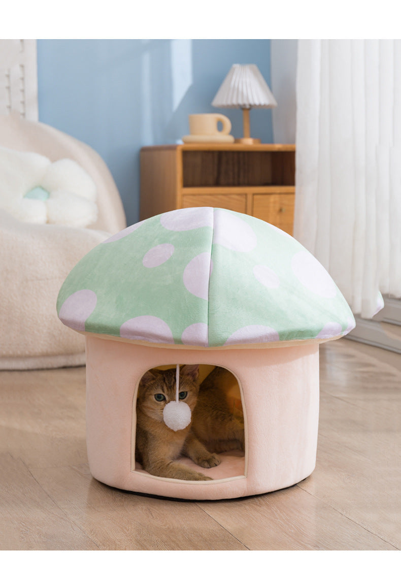 Cartoon Mushroom Removable And Washable Soft Pet Bed