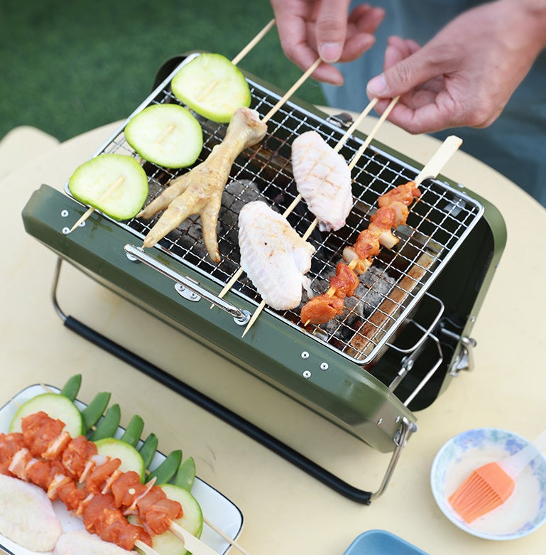 Outdoor Portable Luggage Type Barbecue Rack