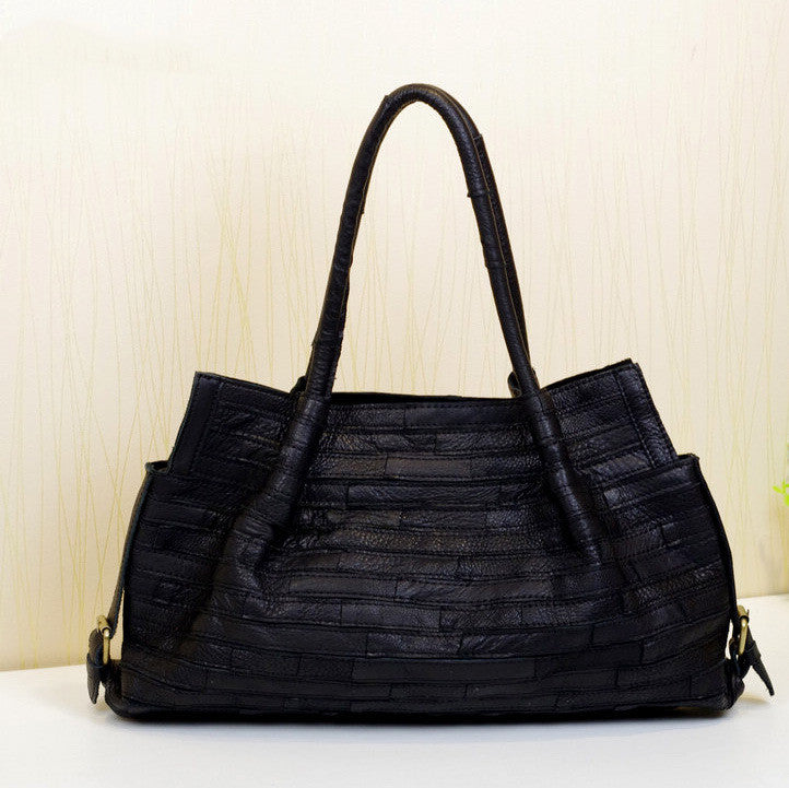 Striped stitching bag shoulder bag