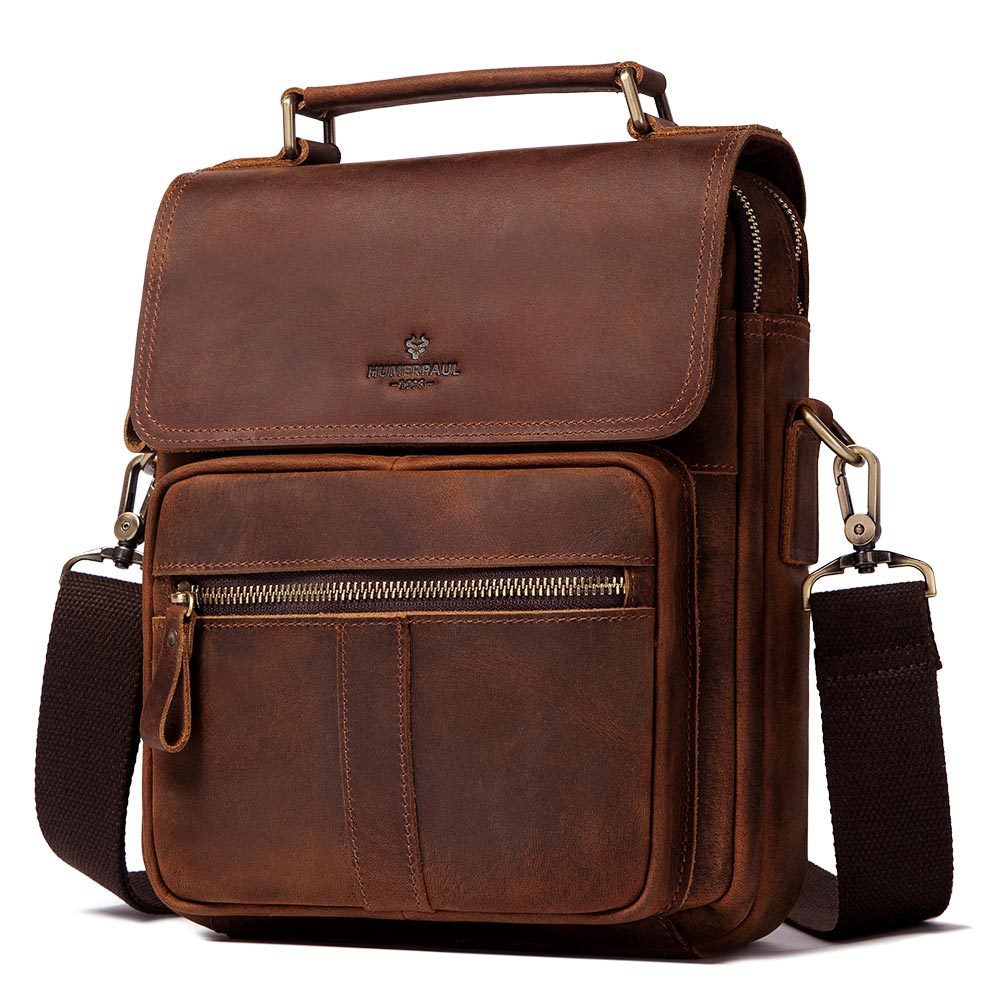 Leather Shoulder Bag Retro Men's Cowhide Messenger Bag Large Capacity Men's Leather Briefcase