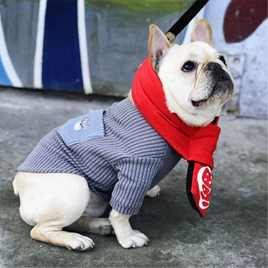 Contrast pocket embroidered dog T-shirt