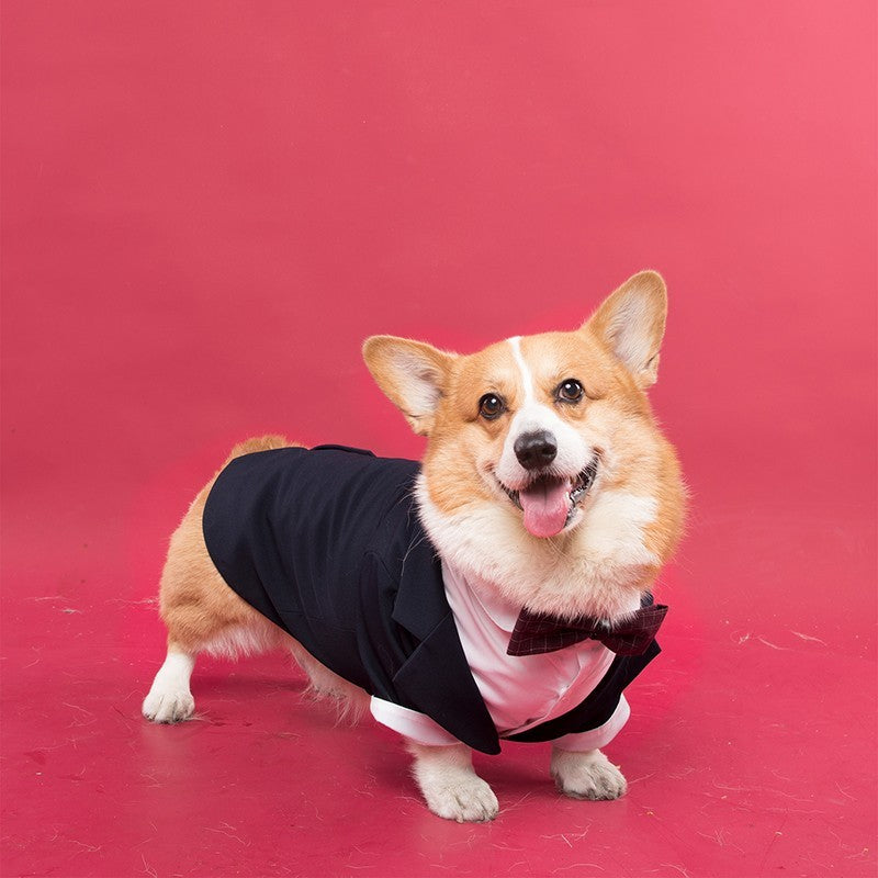 Pet Dog Suit Swallowtail Dress Shirt