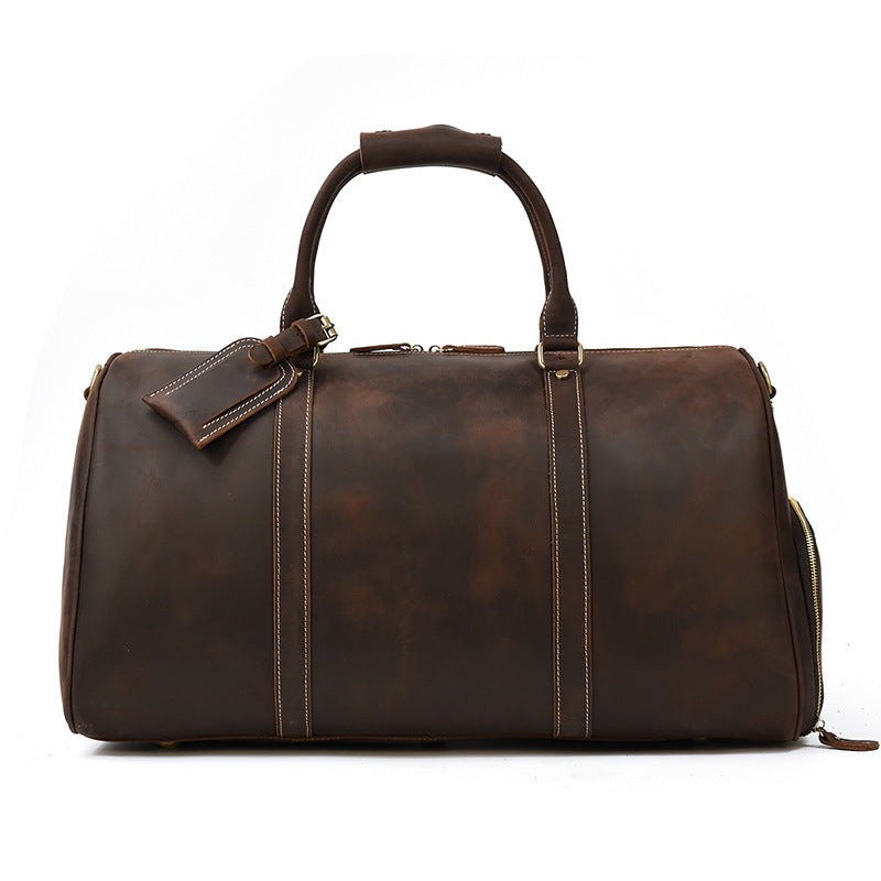 Men's Retro Leather Travel First Layer Cowhide Luggage Bag