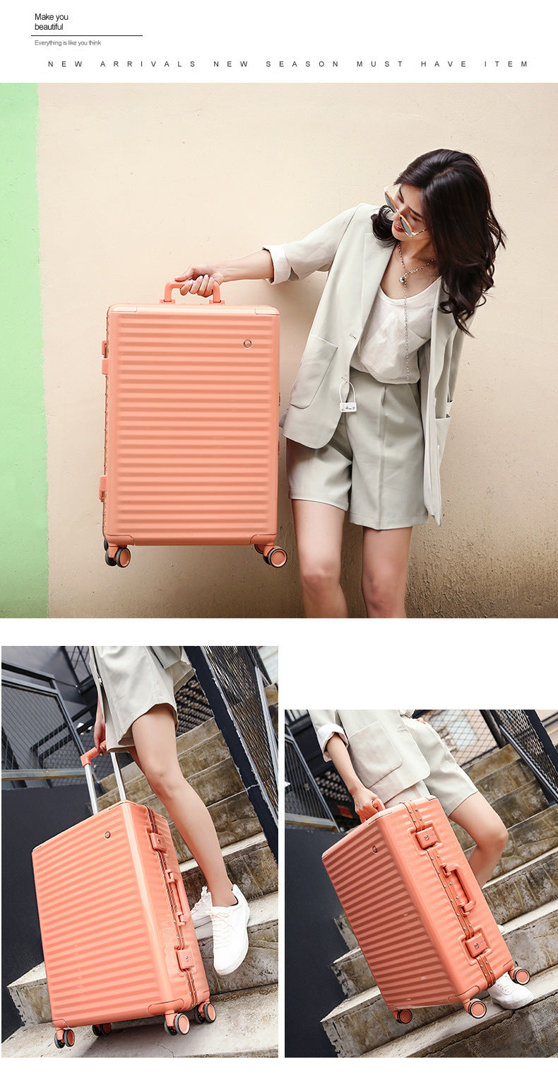 PC Bright Color Fashion Luggage 20 Aluminium Frame Luggage Universal Wheel Color Matching 24 High-end Suitcase