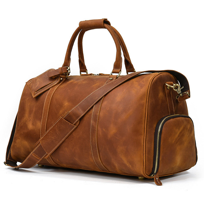 Men's Retro Leather Travel First Layer Cowhide Luggage Bag