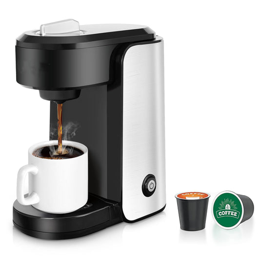 Classic Metal Single Serve Coffee Maker With One Button Operation And Auto Shut-Off For 355.0 Milliliter Capacity